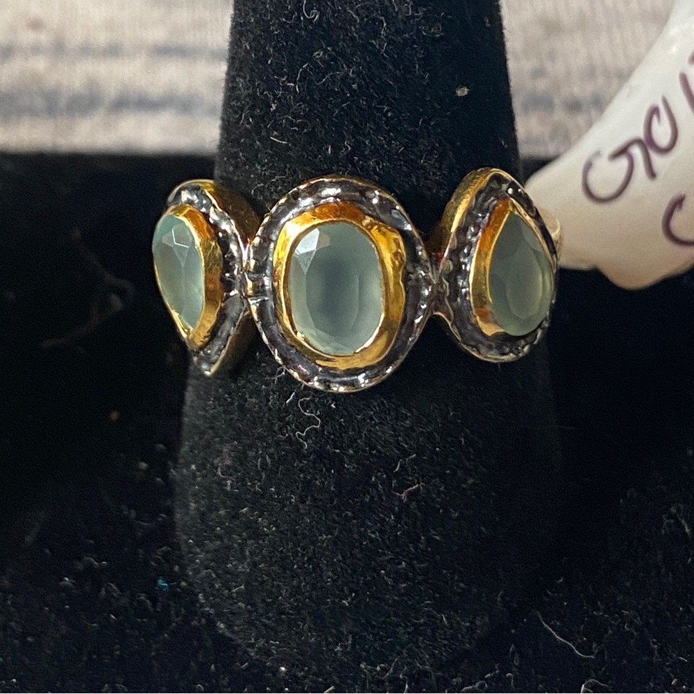 Gold inlaid moonstone ring